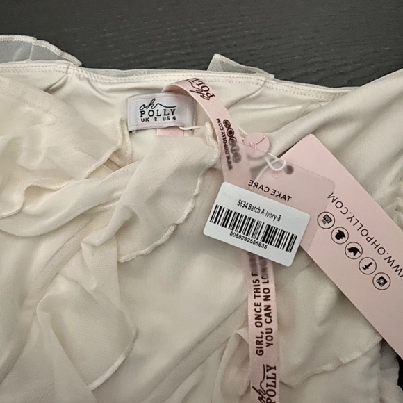NWT OH POLLY NEVALI Bandeau Ruffle Detail Maxi Dress in Ivory - Picture 2 of 3